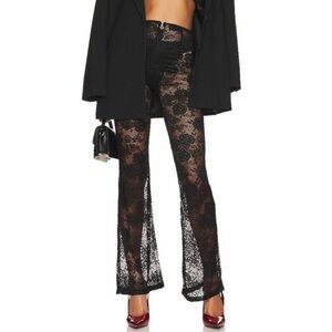 Nookie Black Lace Heaven Pant in Black Grunge Flare Stretch 90s Size XS